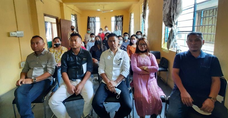 Dr Zuben Kikon, Dy CMO and Dr Khesheli Awomi, Epidemiologist with the participants at the training on COVID-19 Containment and Management in peri-urban, rural and tribal areas held at Wokha on September 14.